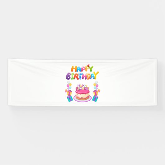 Verjaardagsfeestje Confetti 2.5x8 Vinyl Banner (Horizontaal)