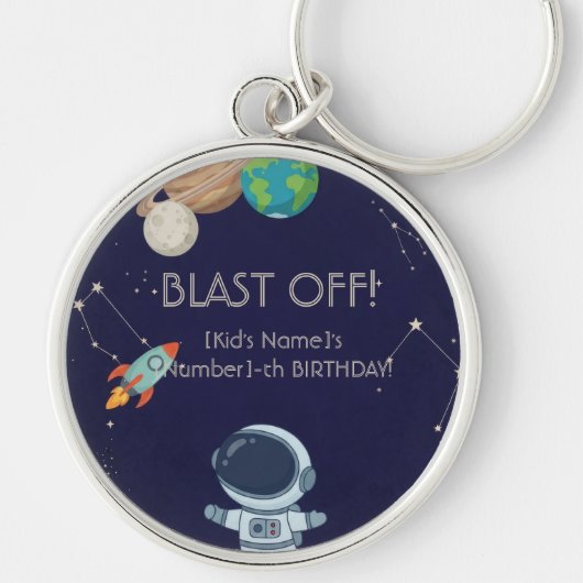 Verjaardagsfeestje Cute Space Adventure Sleutelhanger (Voorkant)