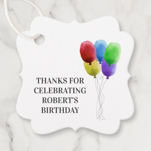 Verjaardagsfeestje dank u cadeau Labels, ballon La Bedankjes Labels (Voorkant)