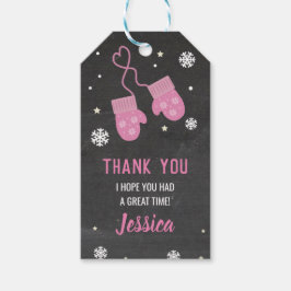 Verjaardagsfeestje Dank u Labels Mittens Roze Koud Cadeaulabel