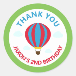 Verjaardagsfeestje Dank u voor hete lucht ballon Ronde Sticker