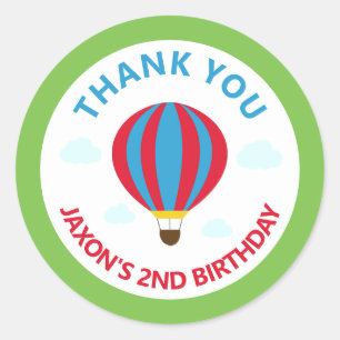 Verjaardagsfeestje Dank u voor hete lucht ballon Ronde Sticker