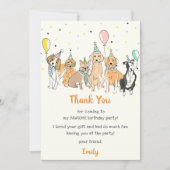 Verjaardagsfeestje Dankkaart voor Puppies Kaart (Voorkant)