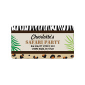 Verjaardagsfeestje Dierenprint Safari Adresetikett Etiket (Voorkant)