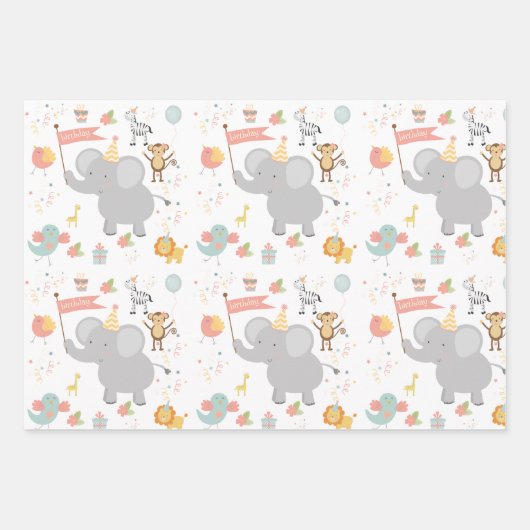 verjaardagsfeestje Dierenthema verjaardag oerwoud Inpakpapier Vel (Voorkant 2)