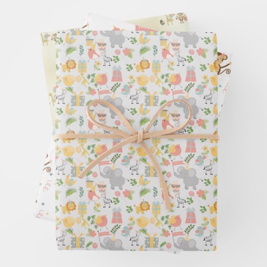 verjaardagsfeestje Dierenthema verjaardag oerwoud Inpakpapier Vel (In situ)