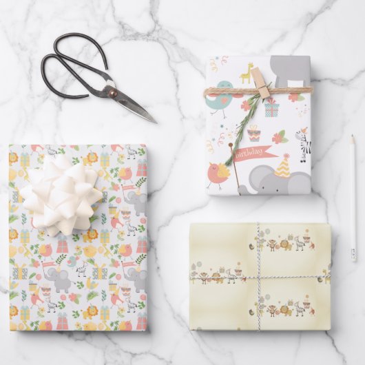 verjaardagsfeestje Dierenthema verjaardag oerwoud Inpakpapier Vel (Voorkant)