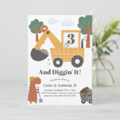 Verjaardagsfeestje Diggin' IT Construction Theme Kaart (Staand voorkant)