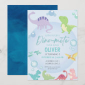 verjaardagsfeestje dinosaurus zwembad jongen kaart (Voorkant / Achterkant)