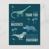 Verjaardagsfeestje dinosaurussen Bedankt Briefkaart (Voorkant)