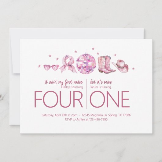 Verjaardagsfeestje - Disco Cowgirl Thema Kaart (Voorkant)