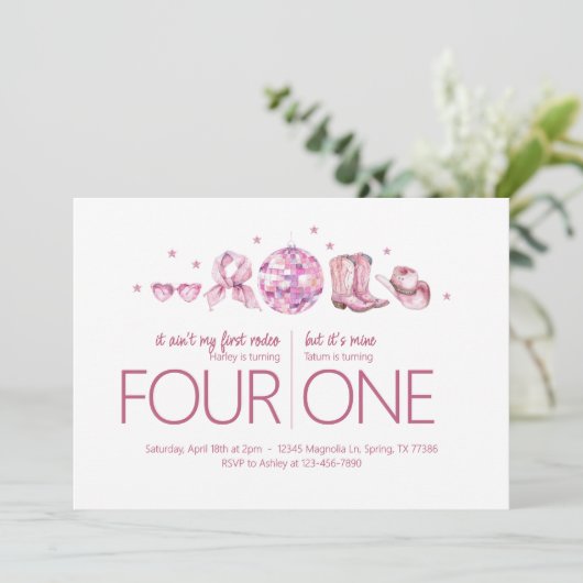 Verjaardagsfeestje - Disco Cowgirl Thema Kaart (Staand voorkant)