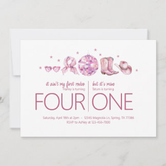 Verjaardagsfeestje - Disco Cowgirl Thema Kaart