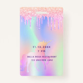 Verjaardagsfeestje eenhoorn glitters naam VIP uitn Badge (Achterkant)