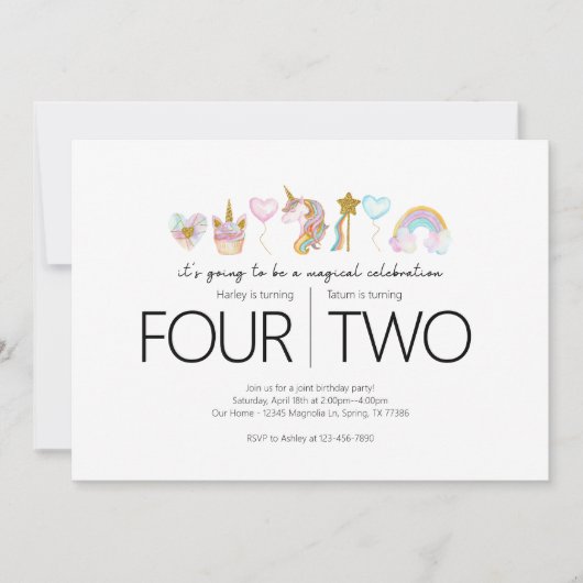 Verjaardagsfeestje - Eenhoorn Thema Kaart (Voorkant)