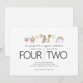 Verjaardagsfeestje - Eenhoorn Thema Kaart (Voorkant / Achterkant)