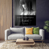 Verjaardagsfeestje eigen foto zwart wit modern wandkleed