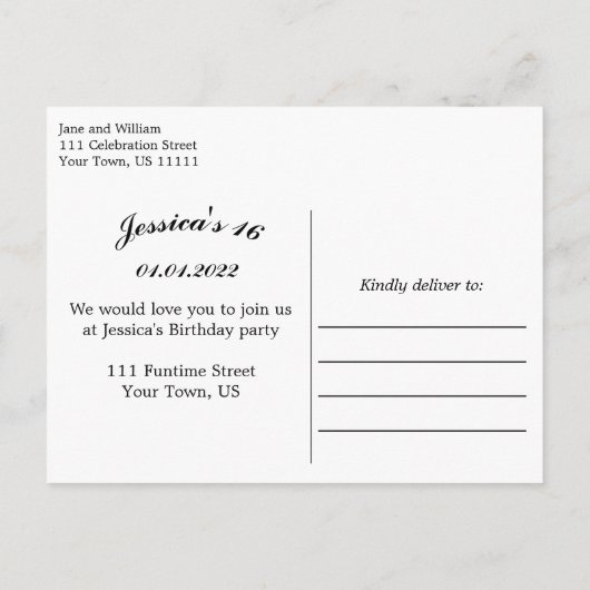 Verjaardagsfeestje Elegant Regal Golden Sweet 16 Aankondigingskaart (Achterkant)