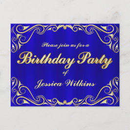 Verjaardagsfeestje Elegante Regal Gouden Typografi Aankondigingskaart