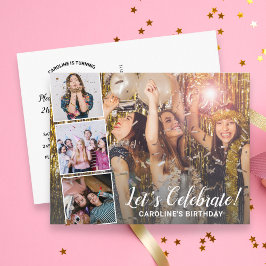 Verjaardagsfeestje elk jaar moderne foto collage briefkaart