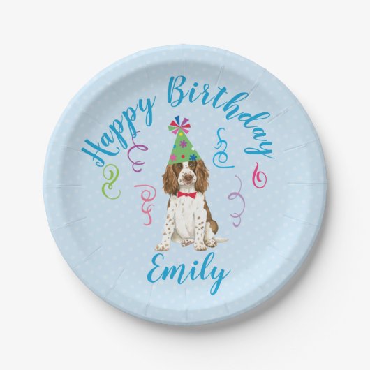 Verjaardagsfeestje Engels Springer Spanie Papier B Papieren Bordje (Voorkant)
