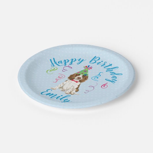 Verjaardagsfeestje Engels Springer Spanie Papier B Papieren Bordje (Gekanteld)