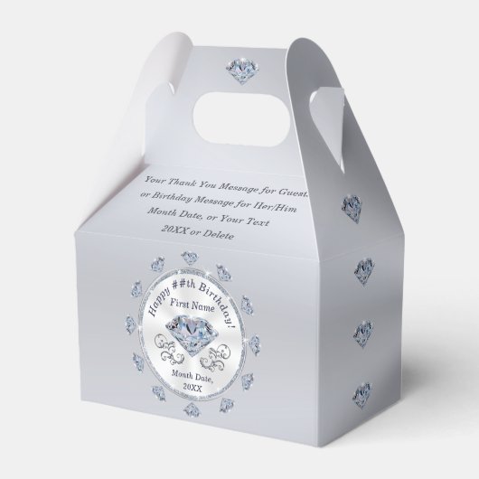 Verjaardagsfeestje Favorietendozen, Diamant Verjaa Bedankdoosjes (Achterkant)