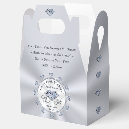 Verjaardagsfeestje Favorietendozen, Diamant Verjaa Bedankdoosjes (Geopend)