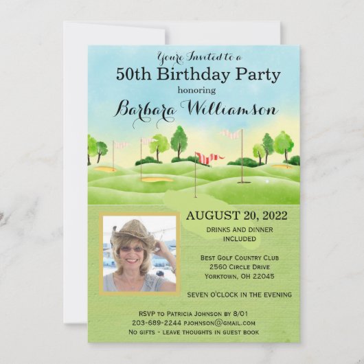 Verjaardagsfeestje Foto Golf Feestje Elke Leeftijd Kaart (Voorkant)