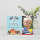 Verjaardagsfeestje foto uitnodigingen voor jongens (Staand voorkant)