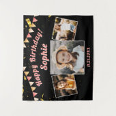 Verjaardagsfeestje Fotocollage Pret Achtergrond Wandkleed (Voorkant)