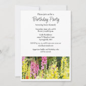 Verjaardagsfeestje Geel Roze Bloem Uitnodiging (Voorkant)