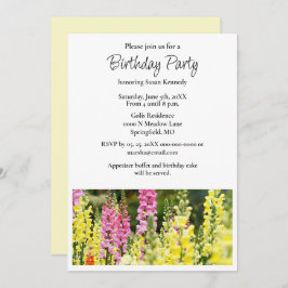 Verjaardagsfeestje Geel Roze Bloem Uitnodiging