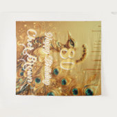 Verjaardagsfeestje Goud Druppelend | Glitter Pauw Wandkleed (Voorkant (horizontaal))