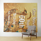 Verjaardagsfeestje Goud Druppelend | Glitter Pauw Wandkleed (In Situ (horizontaal))