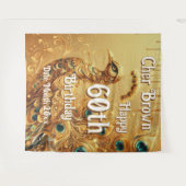 Verjaardagsfeestje Goud Druppelend | Glitter Pauw Wandkleed (Voorkant (horizontaal))