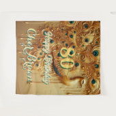 Verjaardagsfeestje Goud Druppelend | Glitter Pauw Wandkleed (Voorkant (horizontaal))