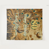 Verjaardagsfeestje Goud Druppelend | Glitter Pauwe Wandkleed (Voorkant (horizontaal))