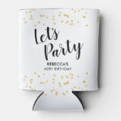 Verjaardagsfeestje Gouden Faux Folie Confetti Typo Blikjeskoeler (Voorkant)