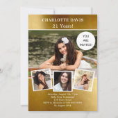 Verjaardagsfeestje gouden fotocollage kaart (Voorkant)