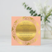 Verjaardagsfeestje Gouden Perzik Pastel Kant Glam Kaart (Staand voorkant)