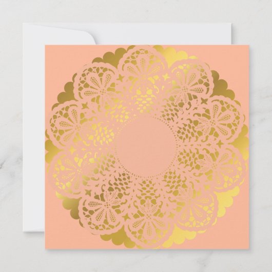 Verjaardagsfeestje Gouden Perzik Pastel Kant Glam Kaart (Achterkant)