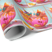 Verjaardagsfeestje Goudvis in Punch Bowl Cadeaupapier (Rol Hoek)