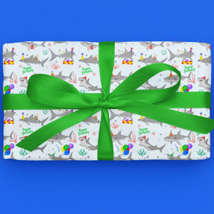 Verjaardagsfeestje haaien inpakpapier vel