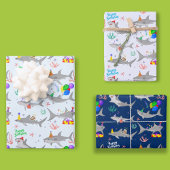 Verjaardagsfeestje haaien inpakpapier vel