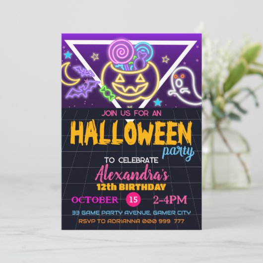 Verjaardagsfeestje Halloween Griezelige Verjaardag Kaart (Staand voorkant)