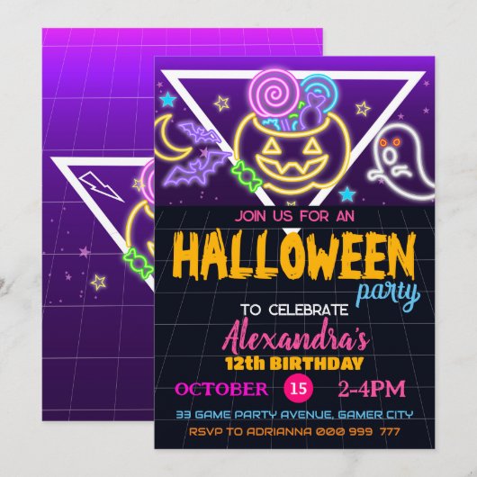 Verjaardagsfeestje Halloween Griezelige Verjaardag Kaart (Voorkant / Achterkant)