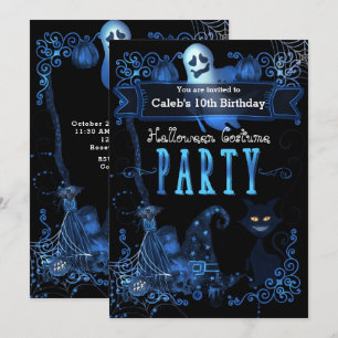 Verjaardagsfeestje Halloween Magische Blauwe Gloei Kaart
