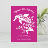 Verjaardagsfeestje-Hawaï dolfijn tropische bloemen Kaart (Staand voorkant)