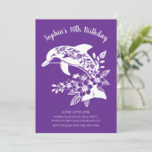 Verjaardagsfeestje-Hawaï dolfijn tropische bloemen Kaart (Staand voorkant)